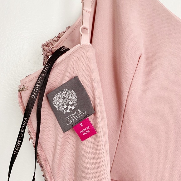 Vince camuto pink Sequin Blouson Sheath Dress Size 2 Nwot - Picture 6 of 9